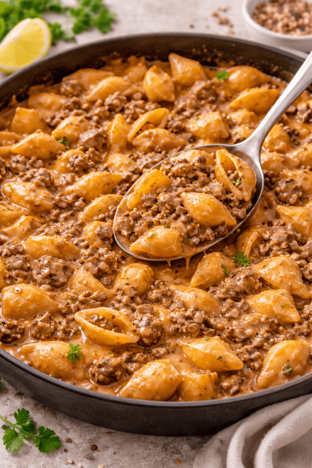 Creamy Beef and Shells